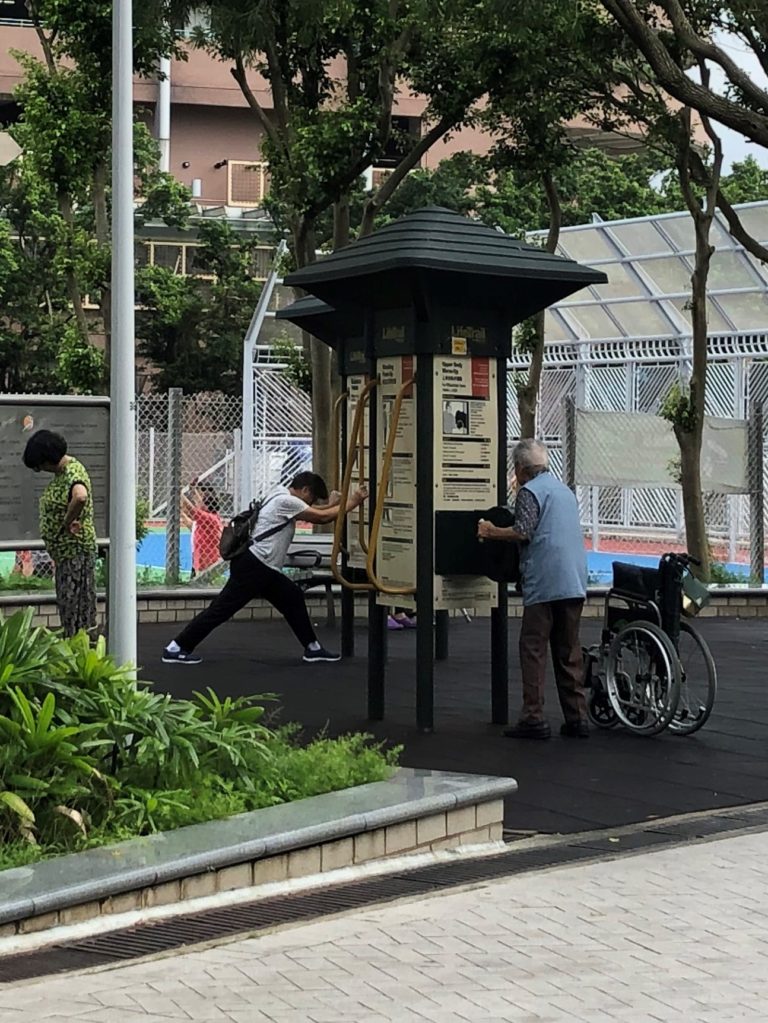 Hong Kong elderly work out